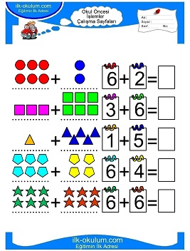 Çocuklar İçin toplam işlemi yaprak testleri 